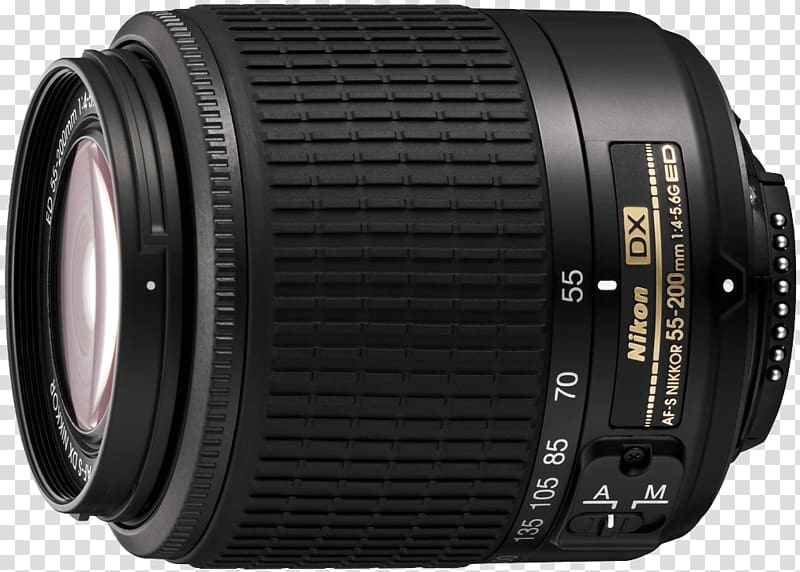 Nikon AF-S DX Zoom-Nikkor 55-200mm f/4-5.6G Nikon AF-S DX Nikkor 35mm f/1.8G Nikon DX format Camera lens, zoom lens transparent background PNG clipart