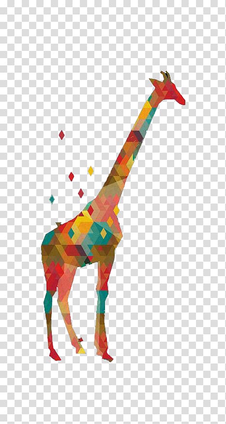 Northern giraffe Graphic design Illustration, Color geometric giraffe transparent background PNG clipart
