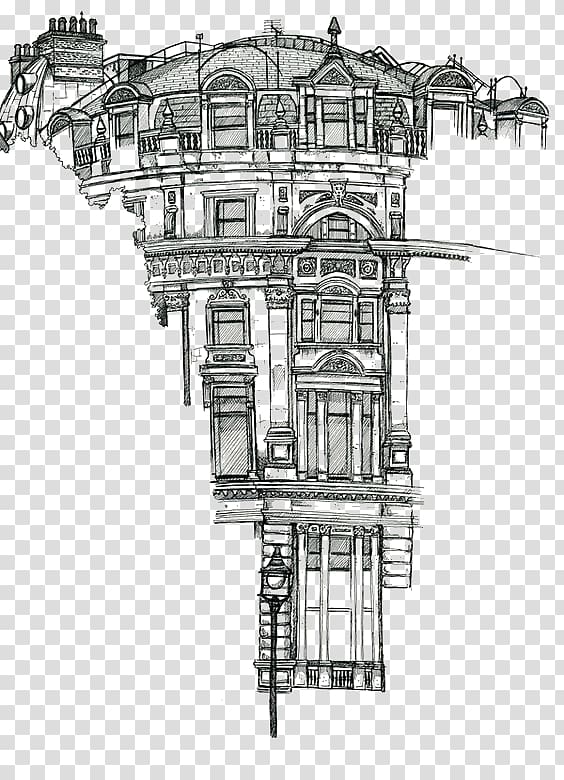 Architectural drawing Architecture Behance Sketch, Retro Building transparent background PNG clipart