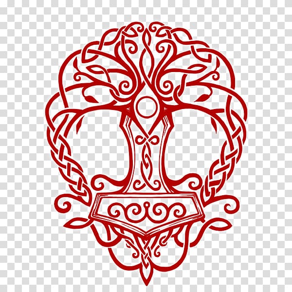 Mjölnir Yggdrasil Tree of life Norse mythology Odin, Thor transparent background PNG clipart