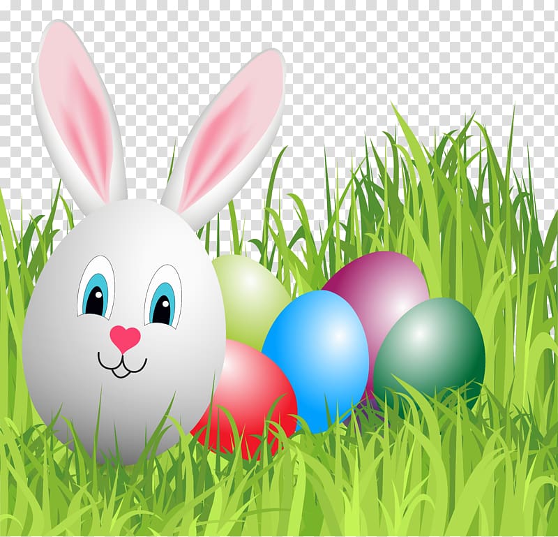 Easter eggs on grass art, Easter Bunny Domestic rabbit , Easter Grass with Bunny Egg transparent background PNG clipart