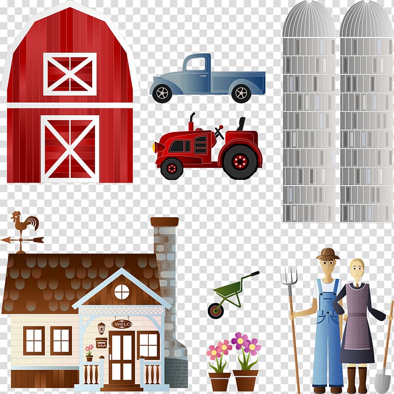 Silo Cattle Small farm Tractor, tractor transparent background PNG clipart
