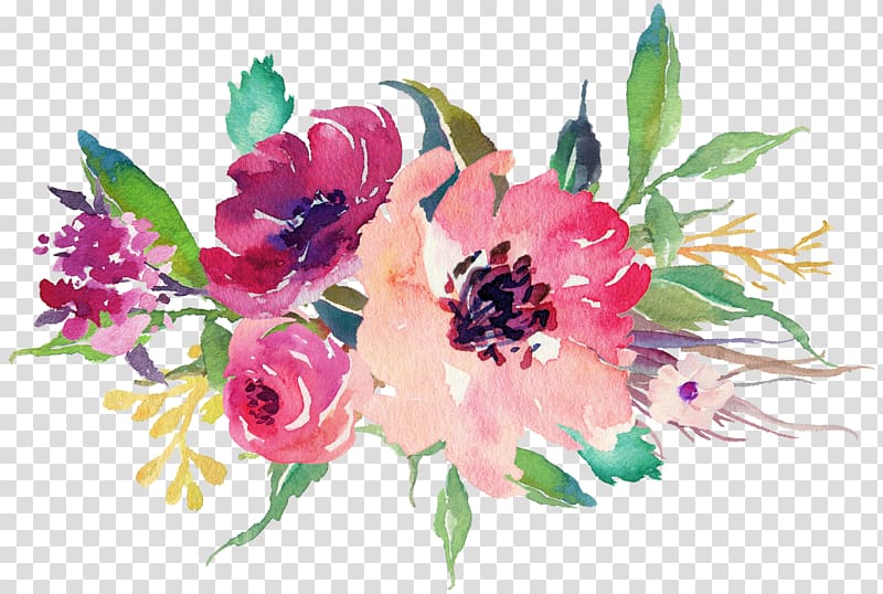 Paper Sticker Flower Watercolor painting Wedding, Watercolor flowers, pink and purple flowers illustration transparent background PNG clipart