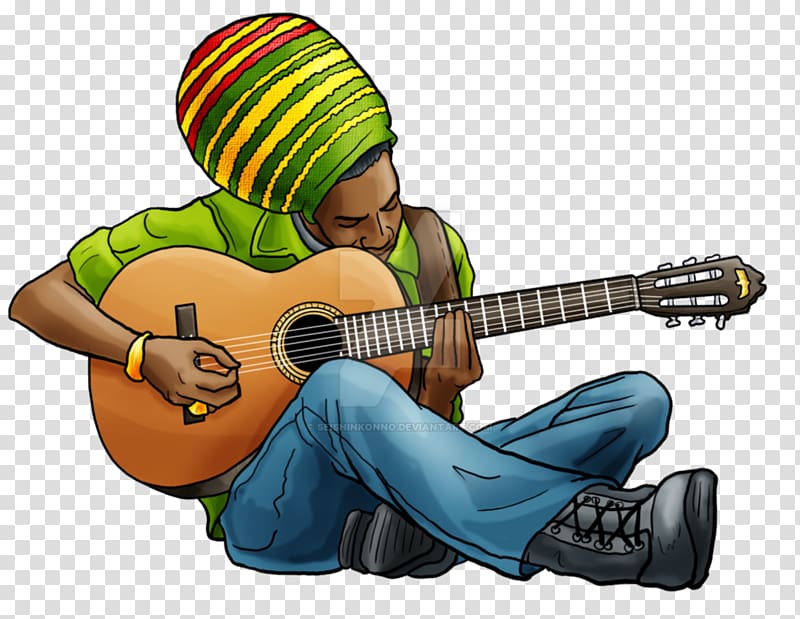 man plying acoustic guitar illustration, Reggae Hello Music, reggae transparent background PNG clipart