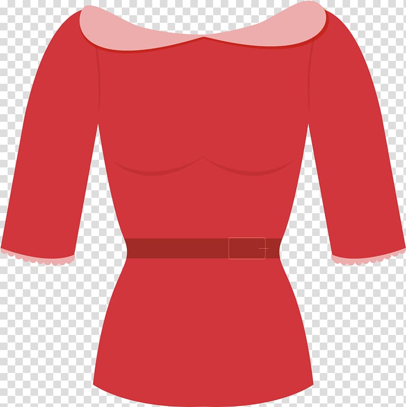 T-shirt Blouse Sleeve Dress, Red shirt Women transparent background PNG clipart