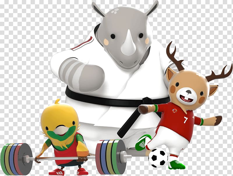 rhinoceros beside deer and chick , Jakarta Palembang 2018 Asian Games North Sumatra Mascot 2018 Mudik lebaran, asian.games 2018 transparent background PNG clipart