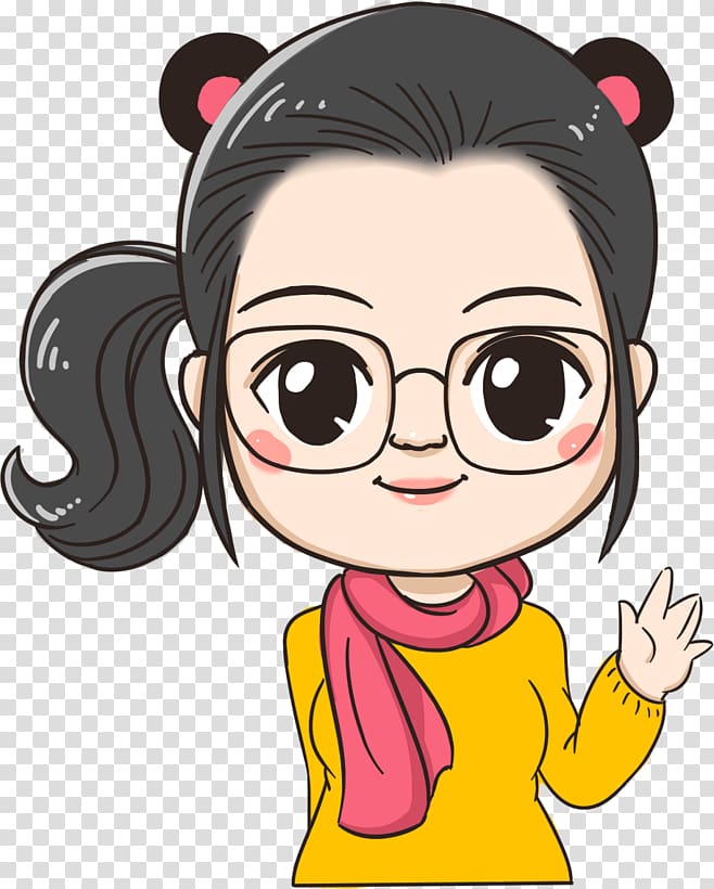 big glasses cartoon female transparent background PNG clipart