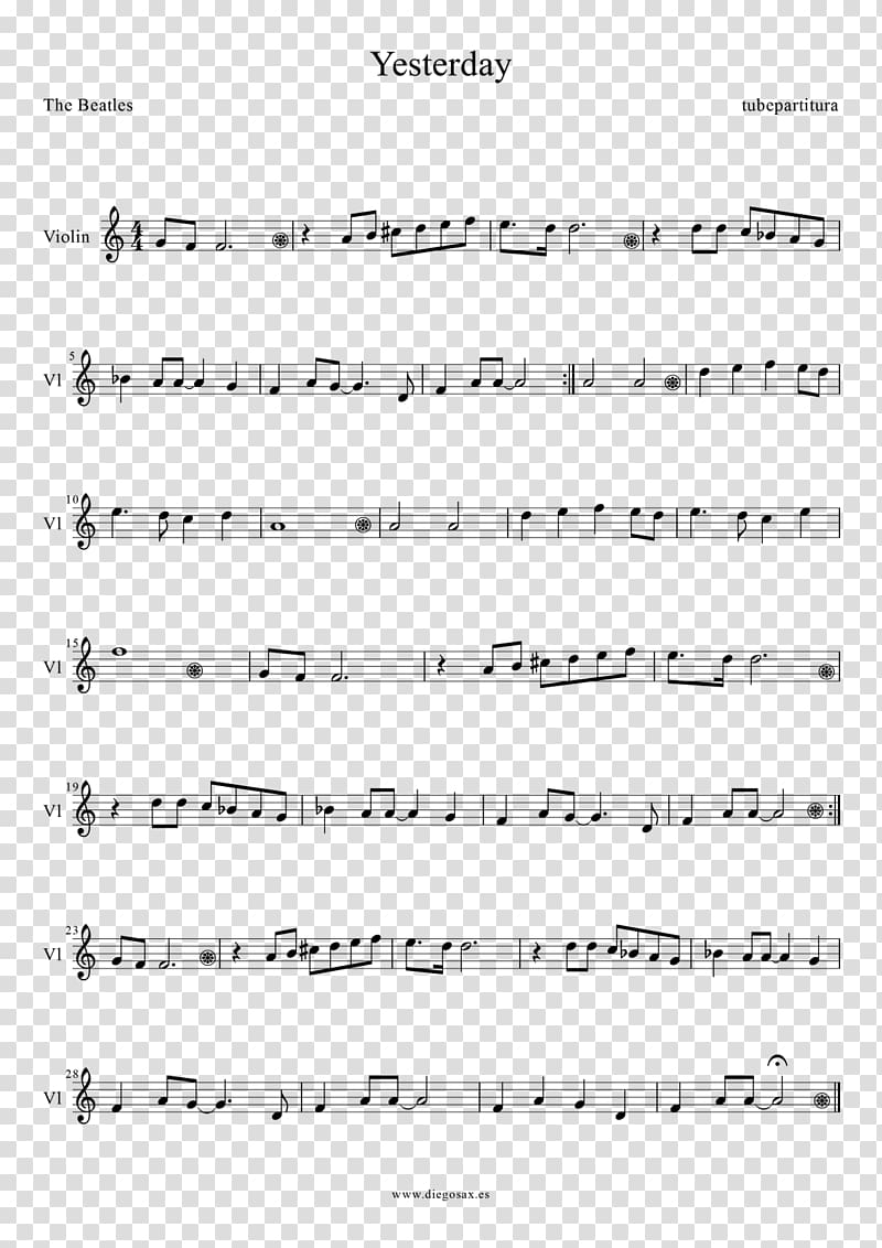 Sheet Music Violin The Beatles Flute, sheet music transparent background PNG clipart