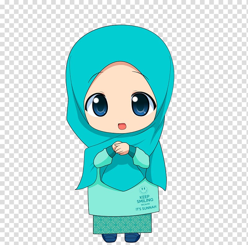 woman wearing teal hijab and abaya dress illustration, Muslim Islam Drawing , hijab transparent background PNG clipart