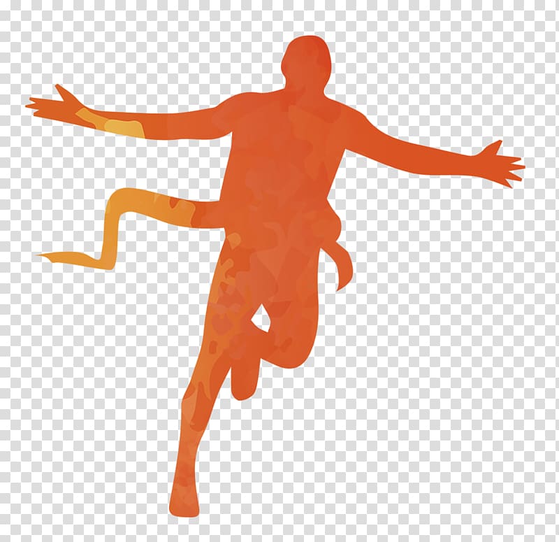 Sport Running Marathon, Orange silhouette figures transparent background PNG clipart