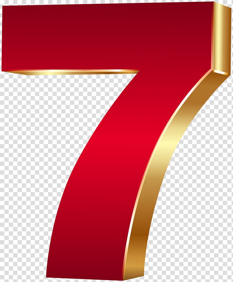 red and gold 7 illustration, Red , 3D Number Seven Red Gold transparent background PNG clipart