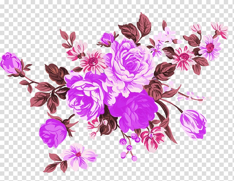 Garden roses Flower , Purple Dream Flowers Decorative Patterns transparent background PNG clipart