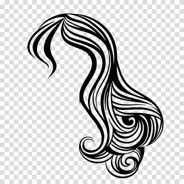Women's white and black hair sketch, Hairstyle Beauty Parlour Illustration,  long hair, curly hair, ladies hair transparent background PNG clipart |  HiClipart