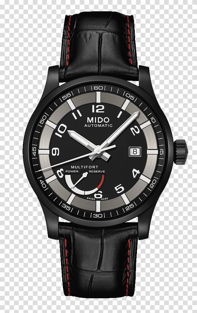 Mido Automatic watch Clock Power reserve indicator, Mido watches Black watches male table mechanical watch transparent background PNG clipart