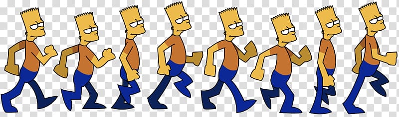Bart Simpsons illustration, Walk cycle Cartoon Flash animation Stick figure, Animation transparent background PNG clipart