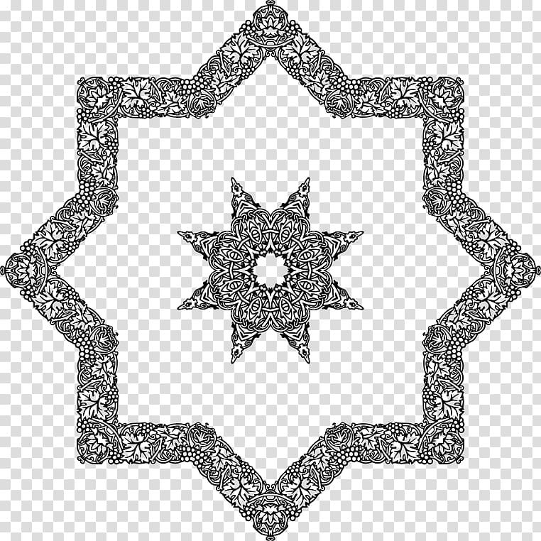 black floral star , Islamic geometric patterns Symbols of Islam Islamic architecture Star and crescent, Islam transparent background PNG clipart