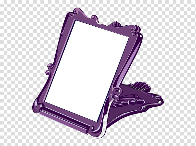Mirror Drawing, Purple Pattern Border Glass Mirror transparent background PNG clipart