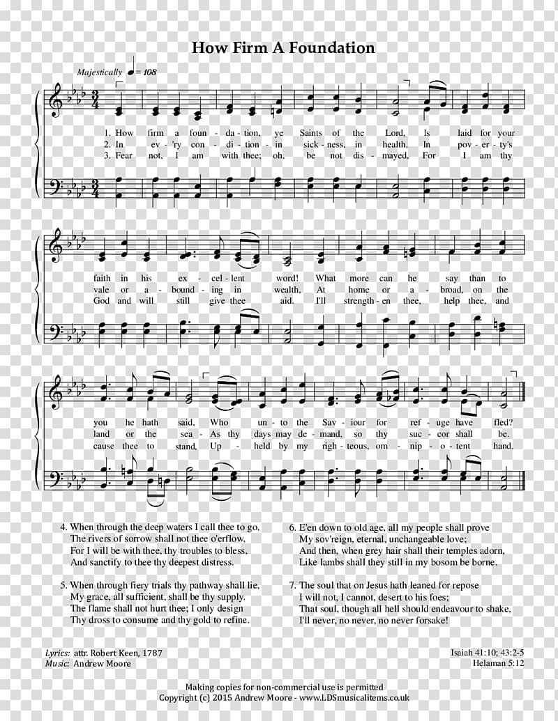 Sheet Music Song How Firm a Foundation Hymn, sheet music transparent background PNG clipart