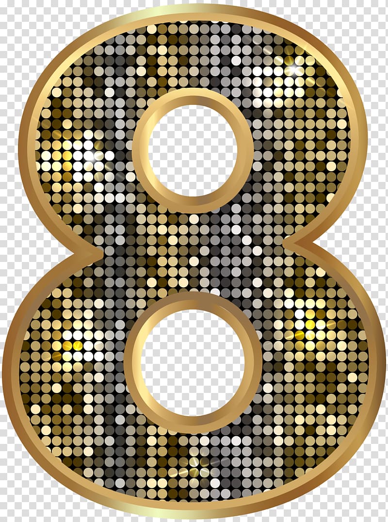 gold number 8 , Ready-to-Use Art Nouveau Initials , Number Eight Deco Gold transparent background PNG clipart