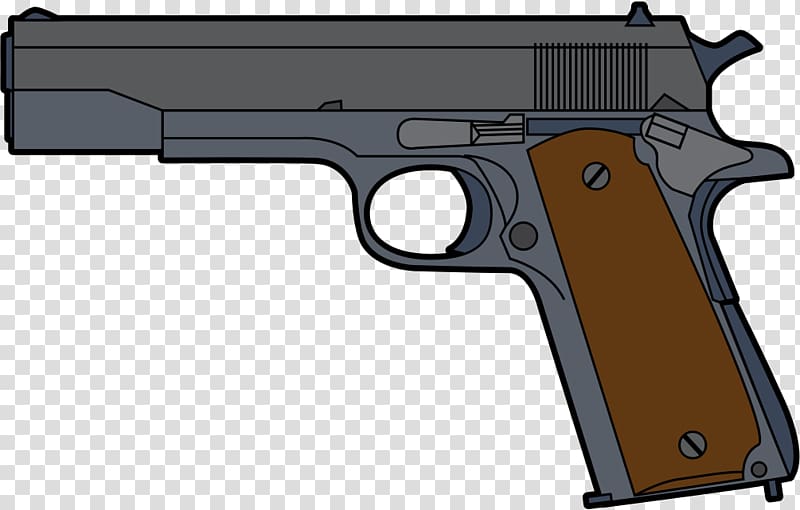 gray and brown pistol illustration, Pistol Firearm Clip Handgun , Cartoon Gun transparent background PNG clipart
