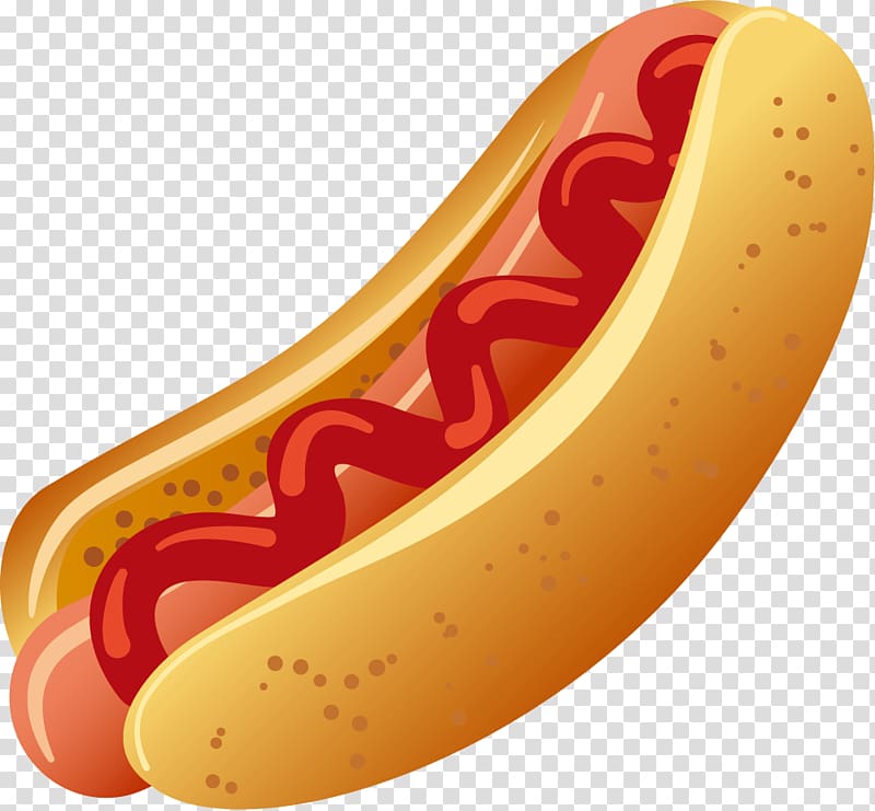 Hot dog Sausage Junk food Illustration, Cartoon Gourmet Hot Dog transparent background PNG clipart