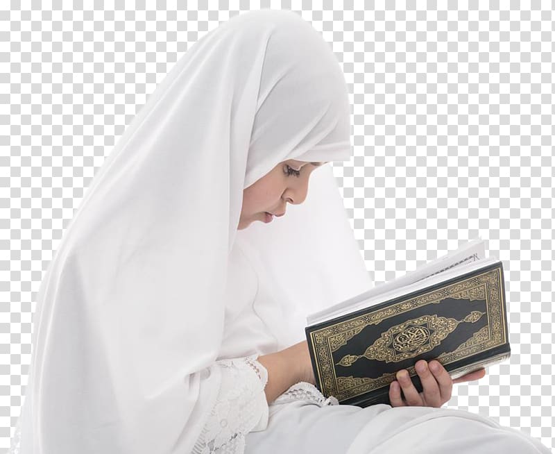 girl sitting while reading Quran, Online Quran Project The Holy Qur\'an: Text, Translation and Commentary Islam Muslim, holly quran transparent background PNG clipart