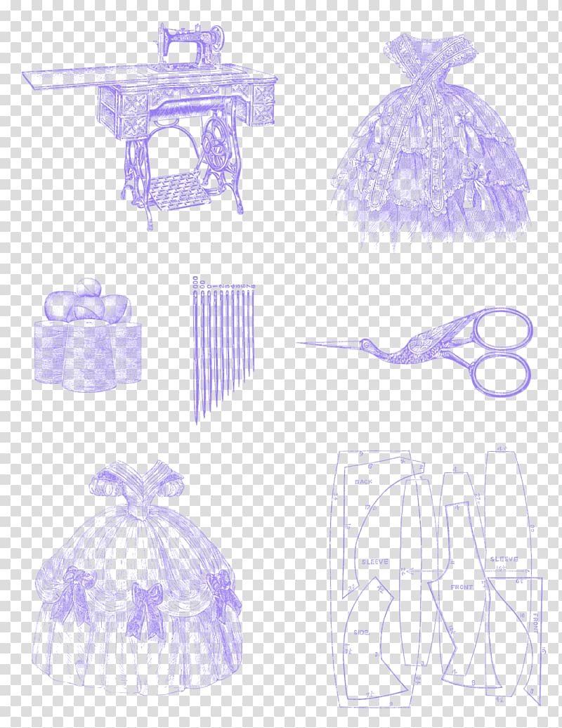 Sewing Collage Vintage clothing , design transparent background PNG clipart