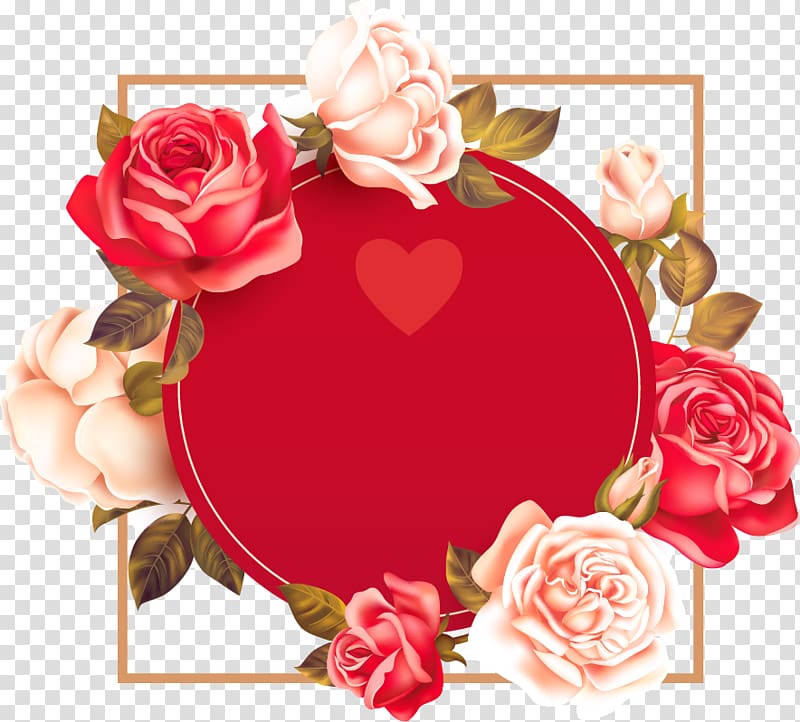 red and pink roses art, Valentines Day Romance Poster Heart, Red Rose Box transparent background PNG clipart