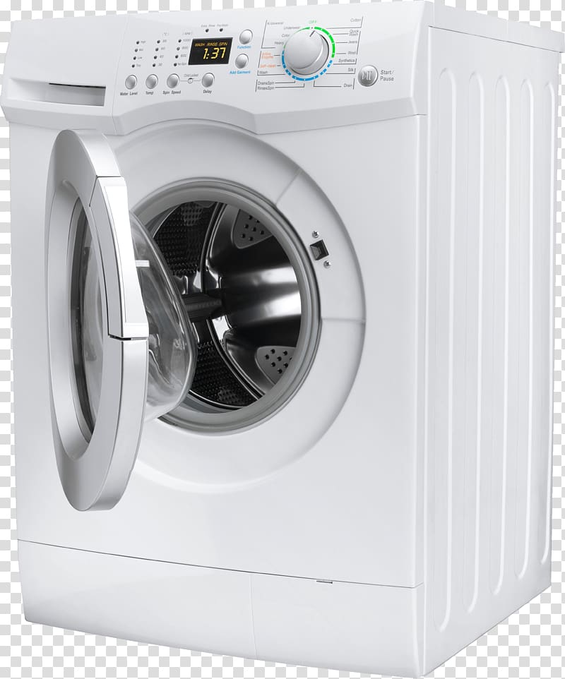 white front-load clothes washer, Washing machine Laundry Home appliance, Washing machine transparent background PNG clipart