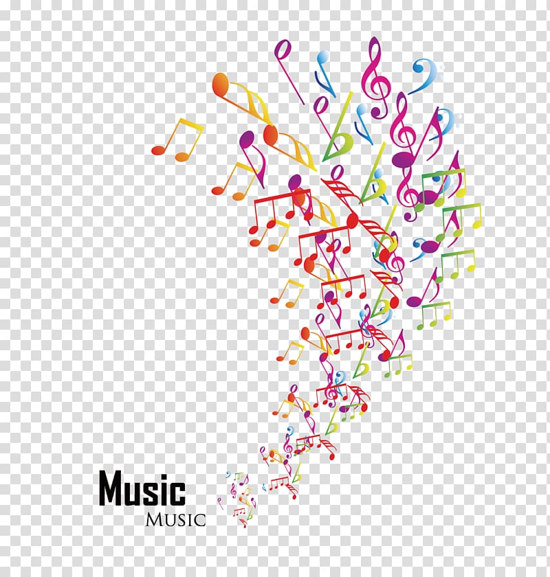 music music with musical notes illustration, Musical note Sheet music, Multicolored notes transparent background PNG clipart