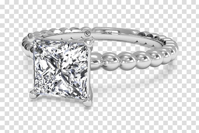 Diamond Engagement ring Solitaire Wedding ring, Princess Cut transparent background PNG clipart