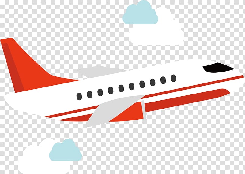 Airplane Aircraft White, Red and white aircraft transparent background PNG clipart
