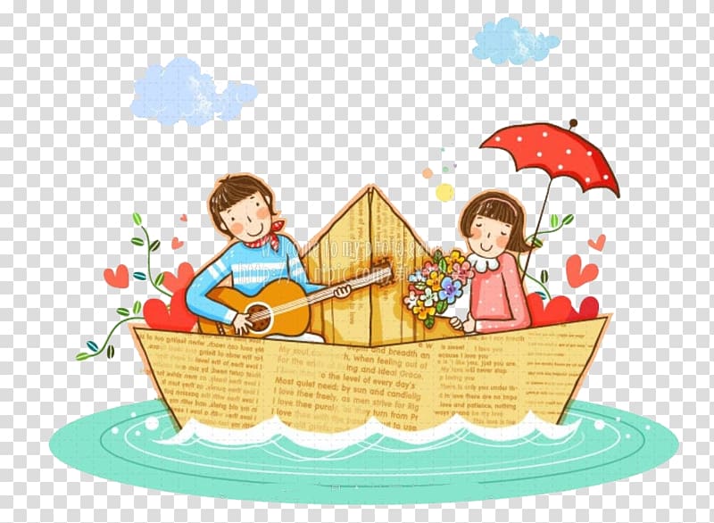 Paper Watercraft Cartoon Significant other, Valentine\'s Day transparent background PNG clipart