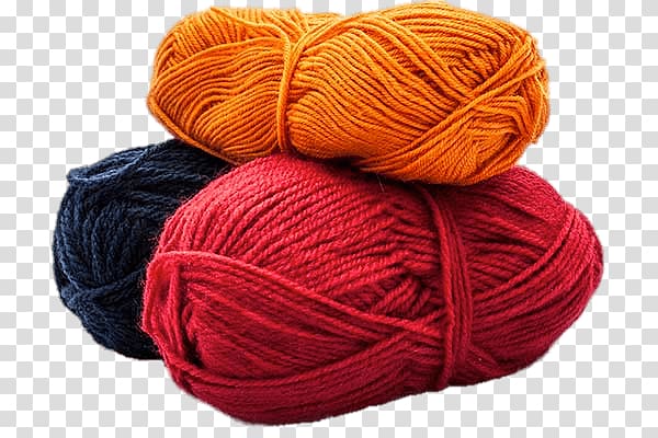three assorted-color knitting threads, Different Colours Of Wool transparent background PNG clipart