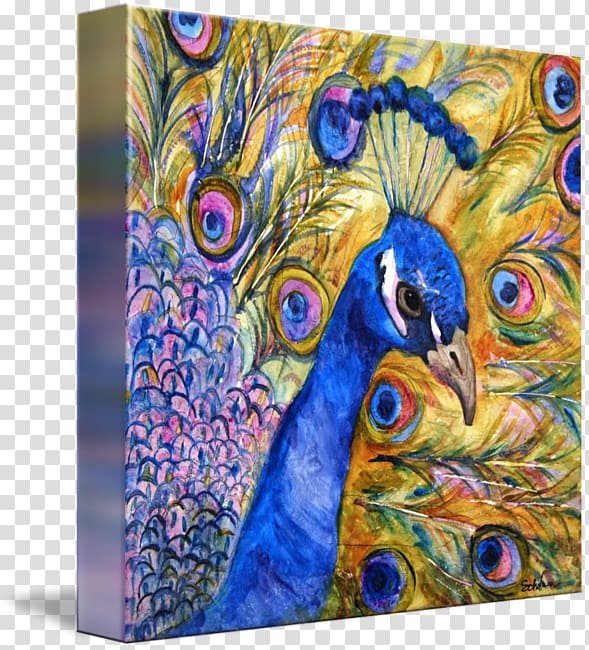 Art Oil painting Acrylic paint, peacock frame transparent background PNG clipart