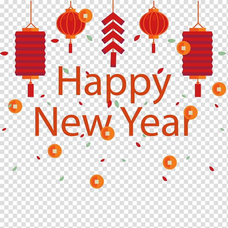 red chinese new year happy festive elements transparent background PNG clipart
