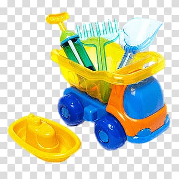 orange plastic toy dump truck, Beach Toys and Truck transparent background PNG clipart