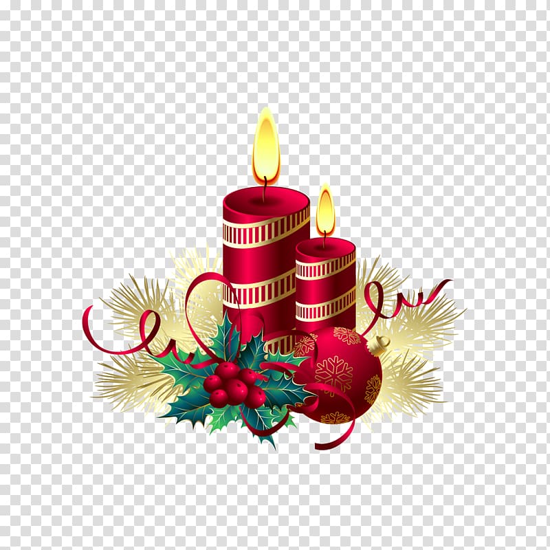 Candle Christmas Birthday cake Illustration, christmas candles transparent background PNG clipart