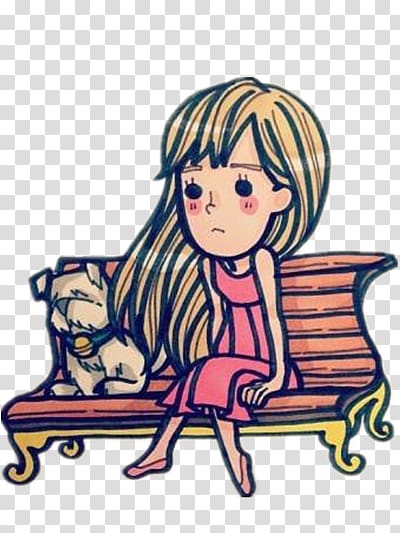 sad girl and her puppy transparent background PNG clipart
