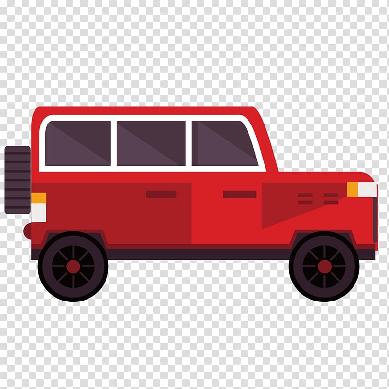 Jeep Car Automotive design, Flat red jeep transparent background PNG clipart