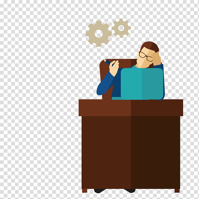 Cartoon National Judicial Exam Illustration, Man sitting in a chair watching a computer transparent background PNG clipart