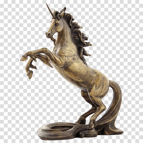 Bronze sculpture Figurine Statue Unicorn, unicorn transparent background PNG clipart