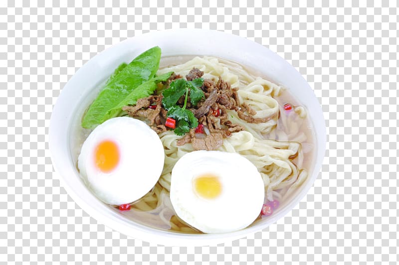 Saimin Soup Egg Pork, Egg noodles transparent background PNG clipart