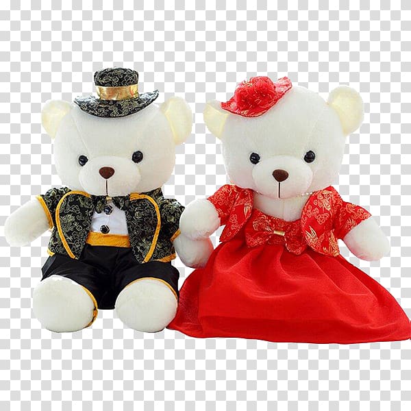 Teddy bear Stuffed toy Doll, Chinese couple doll ornaments cute transparent background PNG clipart