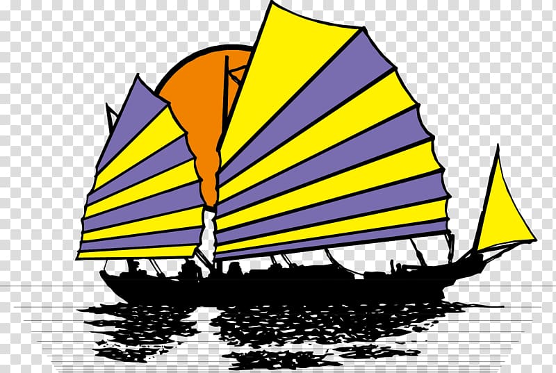 Boat Junk , Colored sails transparent background PNG clipart