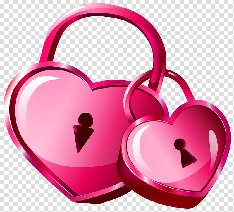 two heart-shape pink padlocks illustration, Heart Padlock , Heart Locks transparent background PNG clipart