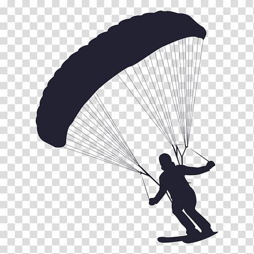 Paragliding Parachute Silhouette Drawing Speed flying, parachute transparent background PNG clipart