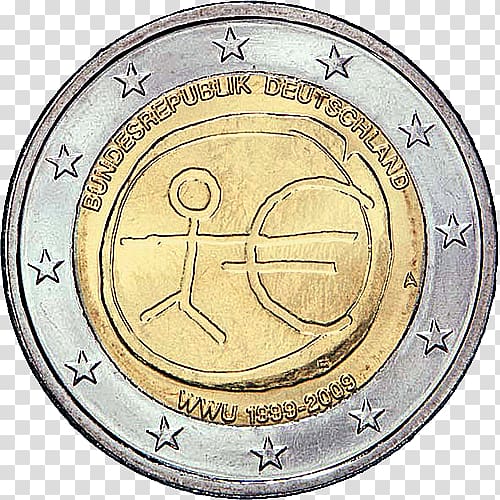 Coin Economic and monetary union Euro Currency Numismatics, 2 Euro Coin transparent background PNG clipart