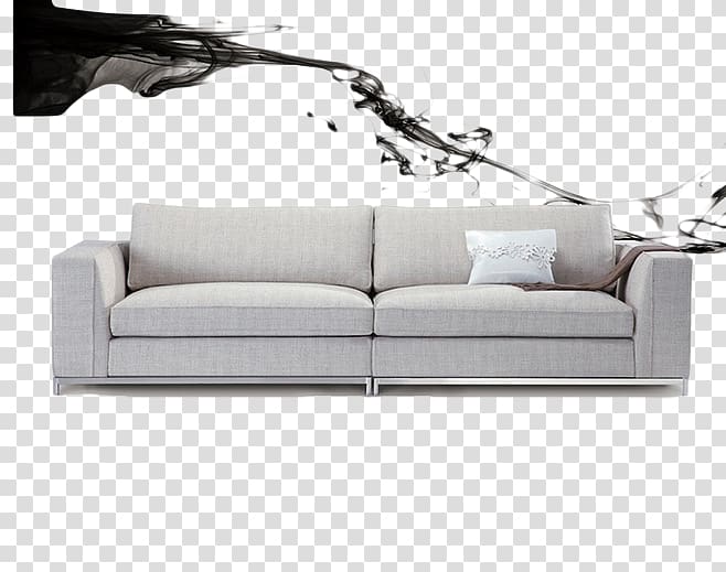 Couch Sofa bed Chinoiserie Ink wash painting, HD sofa poster design transparent background PNG clipart