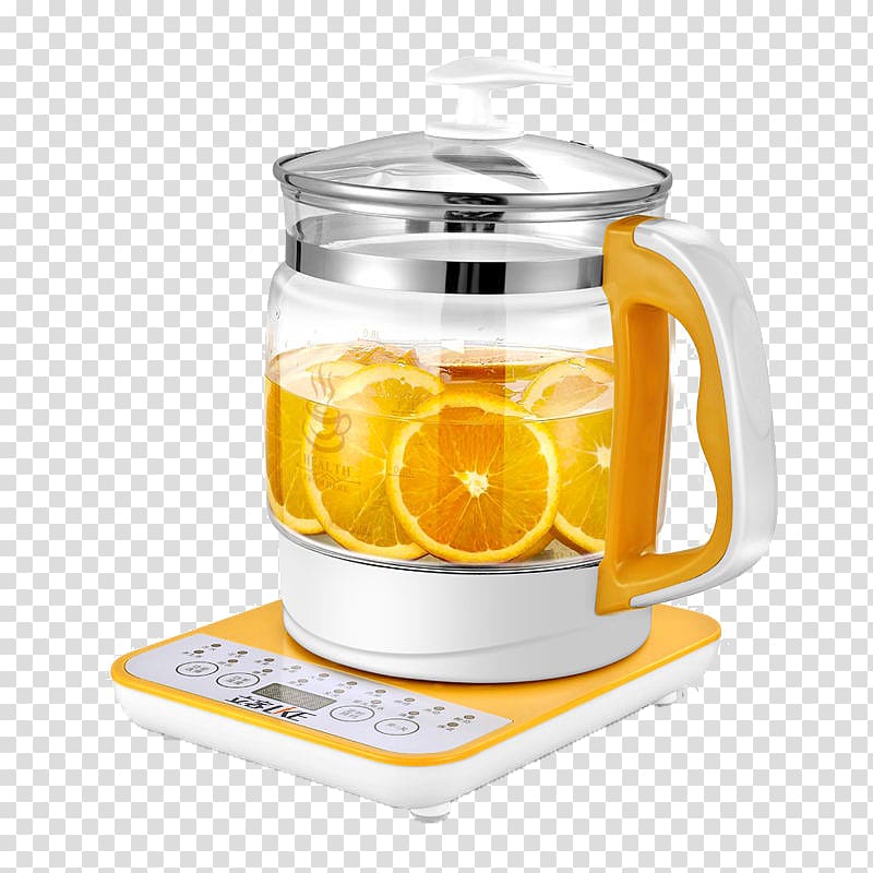 Teapot Kettle Orange drink Fruit, Fruit tea transparent background PNG clipart
